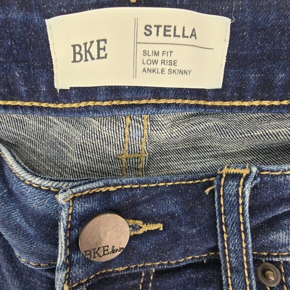 BKE Stella Jeans Women’s 29 Low Rise Slim Fit Skinny Ankle Distressed Denim Blue - Picture 4 of 6